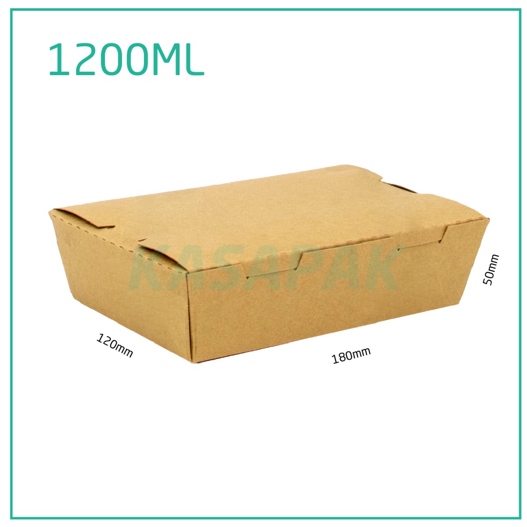 1200ml A Kraft Paper Lunch Box 200/ctn KASAPAK